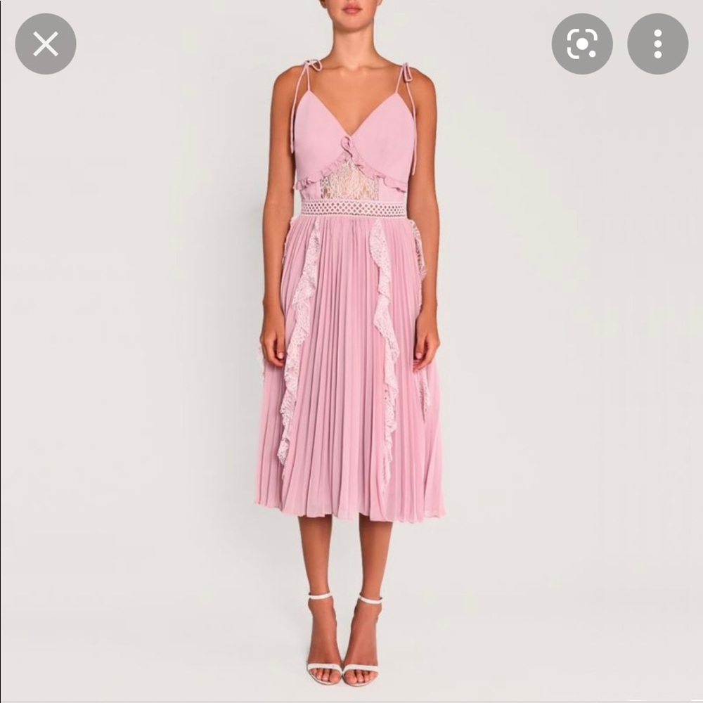 NWT True Decadence Pink Mauve Cami Pleated Low Back Midi Dress